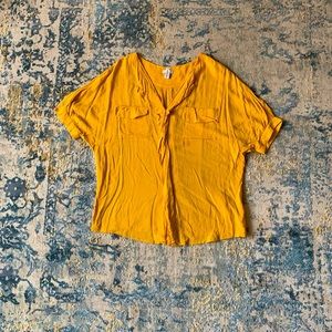 Odille Anthropologie Mustard Yellow Blouse